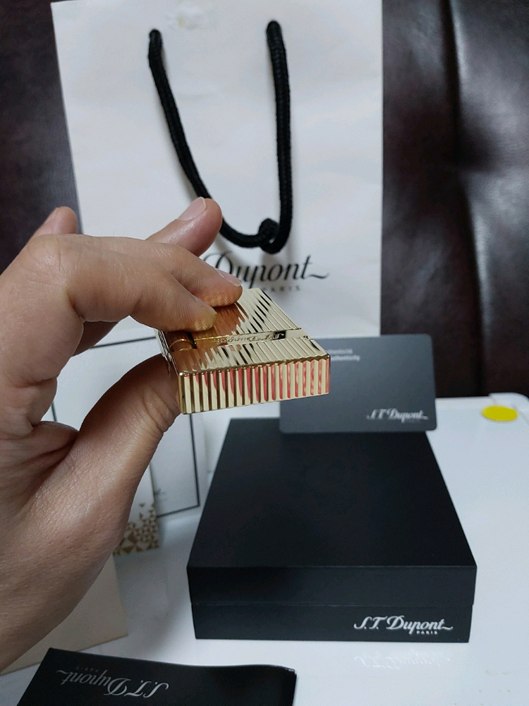 [새상품급] 듀퐁라이터 라인2 신형 ca16827 스트라이프 금장 쌍불 듀퐁 라이타--4