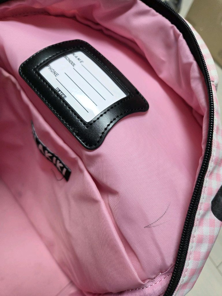 플라키키 하트 책가방 분홍 깅엄 체크--3