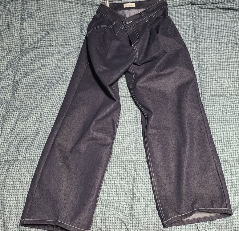 커스텀어클락 데님 원 턱 와이드 팬츠 급처--1