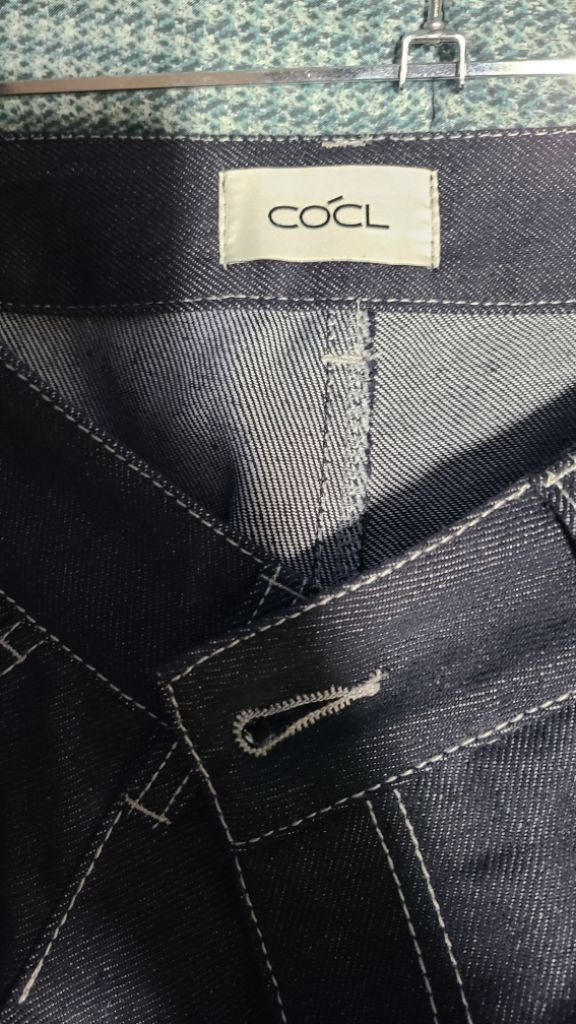 커스텀어클락 데님 원 턱 와이드 팬츠 급처--2