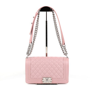 [중고명품다올] 샤넬 보이백 캐비어 미디움 핑크 은장 플랩 백 A67086 B15536 NU904