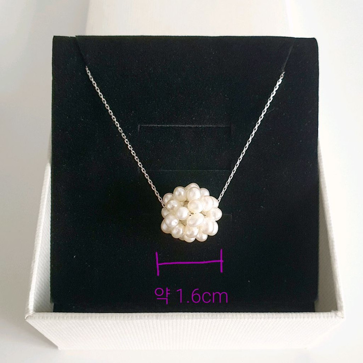 14k 화이트골드 진주볼 목걸이 (새제품)--1