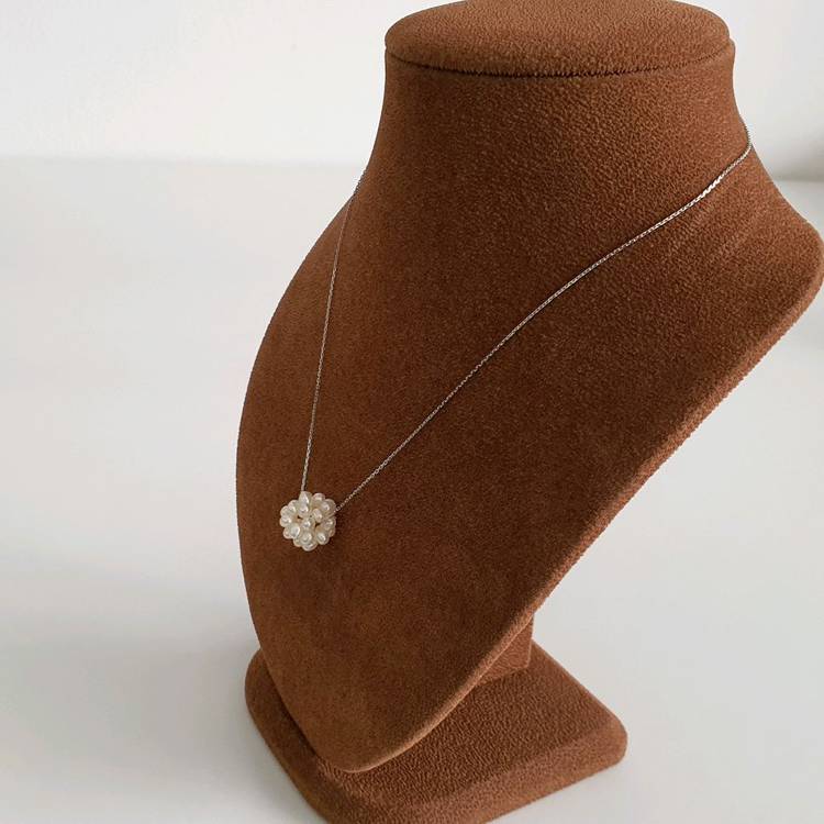 14k 화이트골드 진주볼 목걸이 (새제품)--3