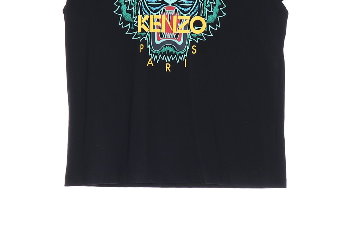 KENZO 겐조 블랙 그린 타이거 로고 오버핏 반팔 크루넥 티셔츠 S 이미지
