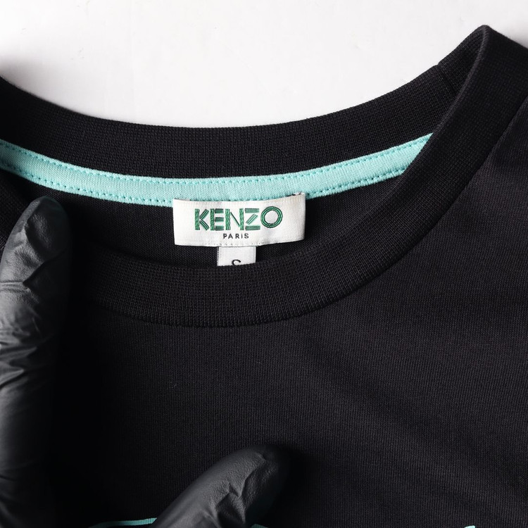 KENZO 겐조 블랙 그린 타이거 로고 오버핏 반팔 크루넥 티셔츠 S 이미지