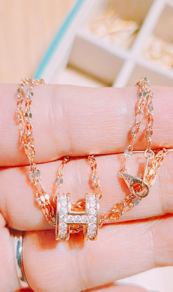 14k 양면 이쁜목걸이 로즈골드 금값이하초특가--2