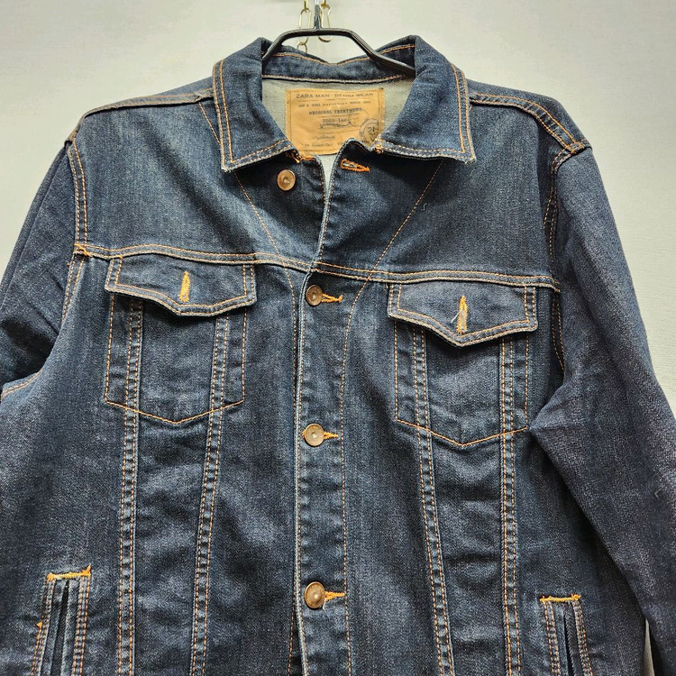 자라 ZARA 스티치 디테일 트러커 데님 자켓42(L)--1