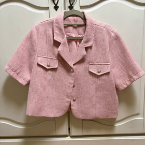 핑크 트위드 자켓 반팔