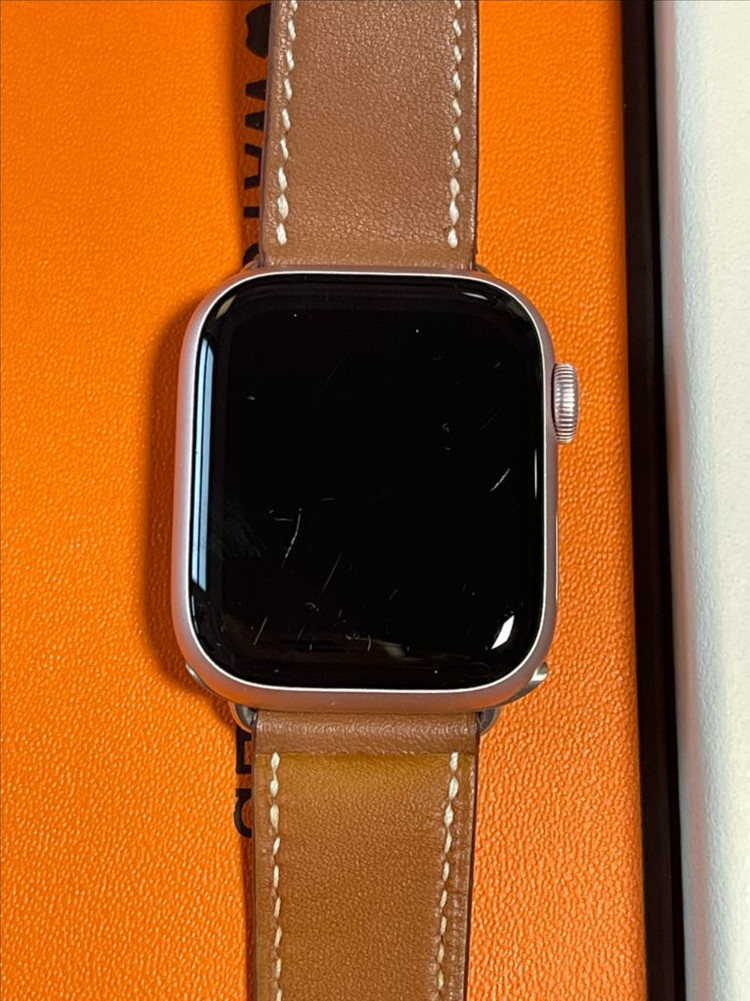 애플워치9 GPS 41mm 알루미늄 핑크 에르메스스트랩 이미지