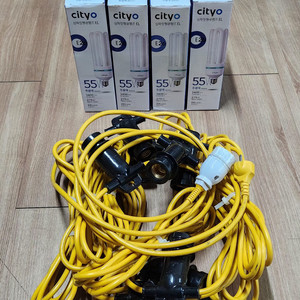 전등 소켓 전등선 30m @ 55W 형광 램프 9개 @ 멀티탭 콘센트 5개