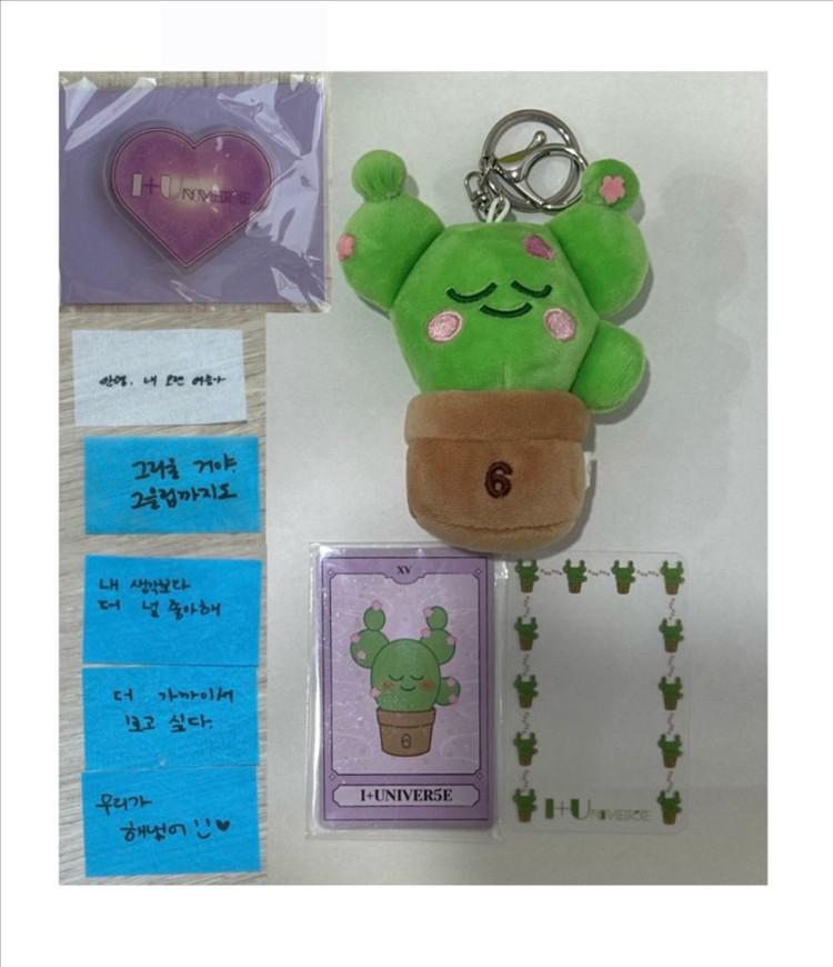 새상품) 아이유 팬콘 그립톡&다육이 키링&포카 프레임 +ID 카드+컨페티 이미지