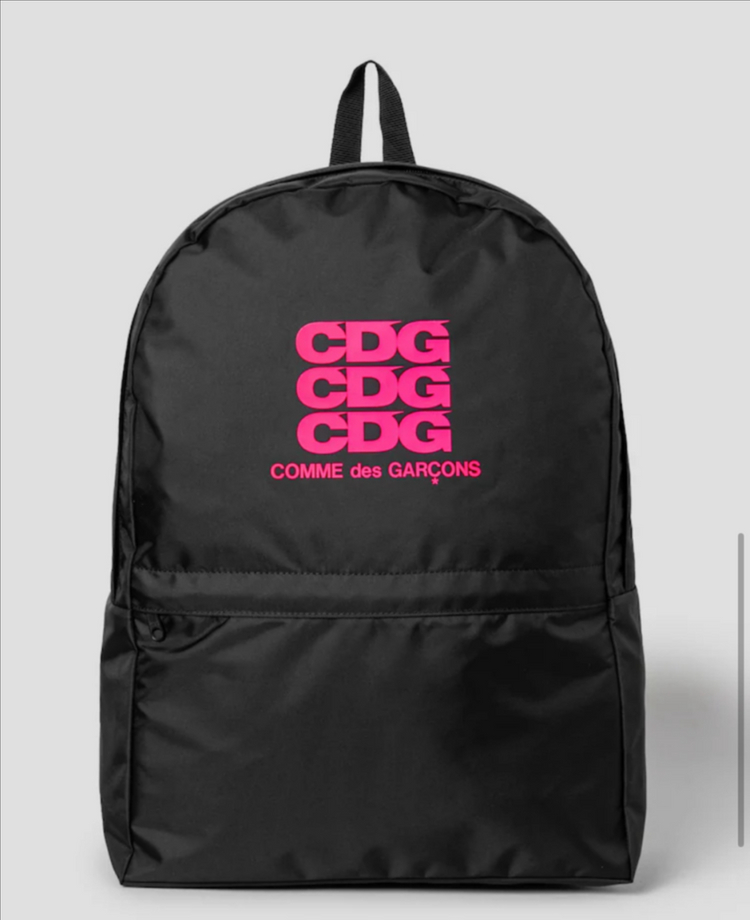 꼼데가르송 핑크로고 프린트 백팩--3