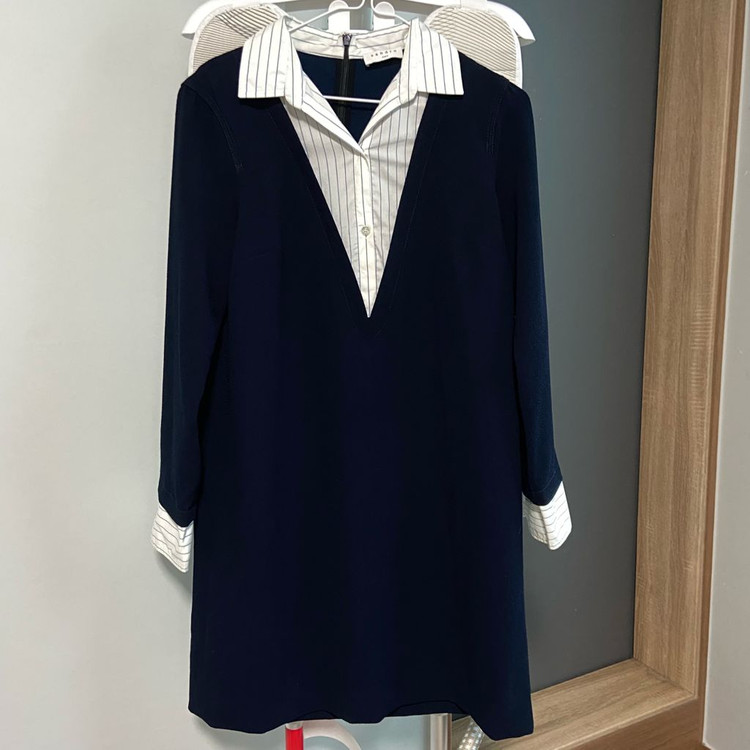 Sandro 산드로 레이어드 카라 셔츠 원피스 (38)--1