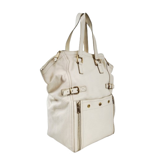 정품 생로랑(입생로랑) 아이보리 가죽 다운타운 백--1