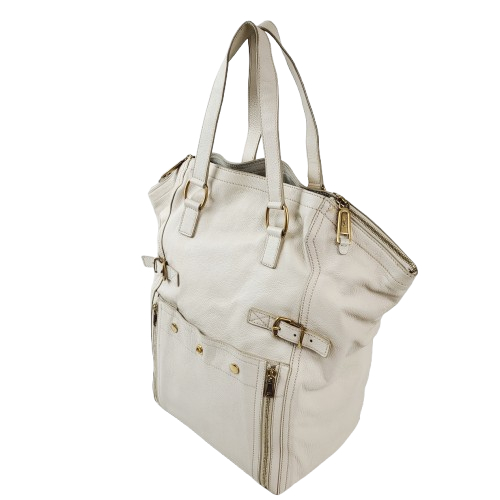 정품 생로랑(입생로랑) 아이보리 가죽 다운타운 백--3