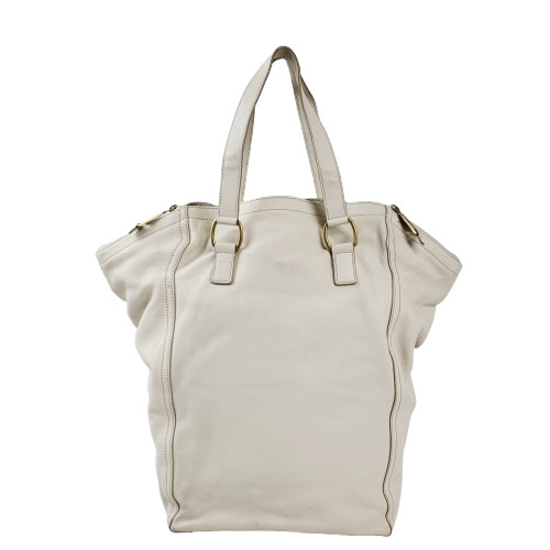 정품 생로랑(입생로랑) 아이보리 가죽 다운타운 백--6