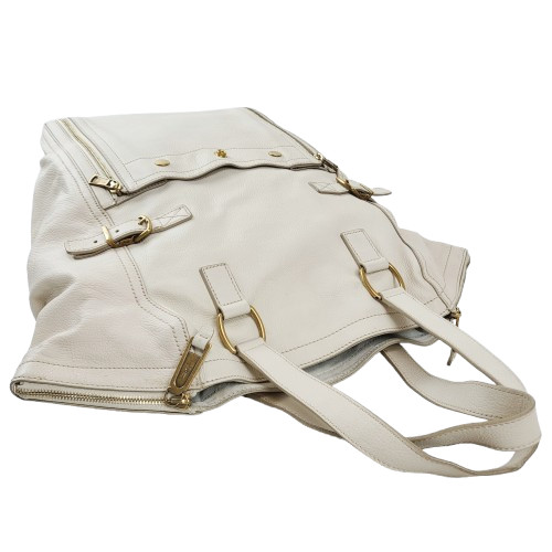 정품 생로랑(입생로랑) 아이보리 가죽 다운타운 백--7