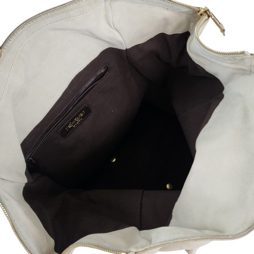 정품 생로랑(입생로랑) 아이보리 가죽 다운타운 백--9