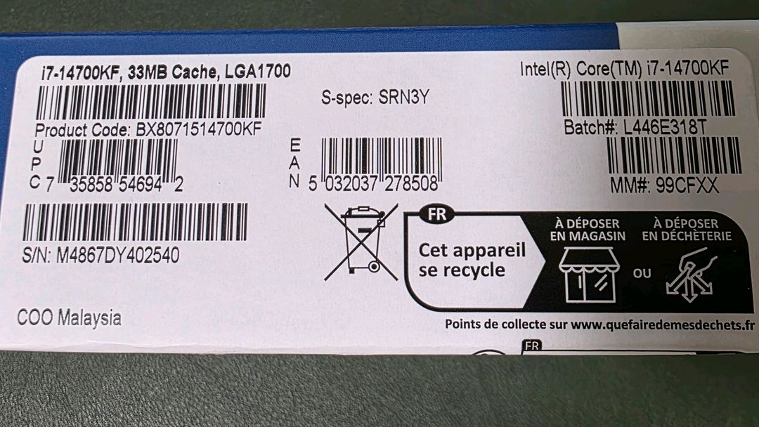 [미개봉] 인텔 코어 i7-14700KF CPU--2