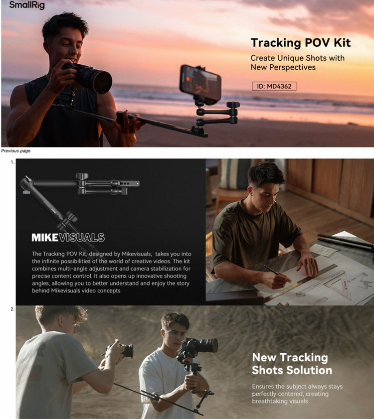 스몰리그x마이크비주얼 트래킹 pov+스위블틸트 모니터마운트+듀얼볼헤드 매직암--3