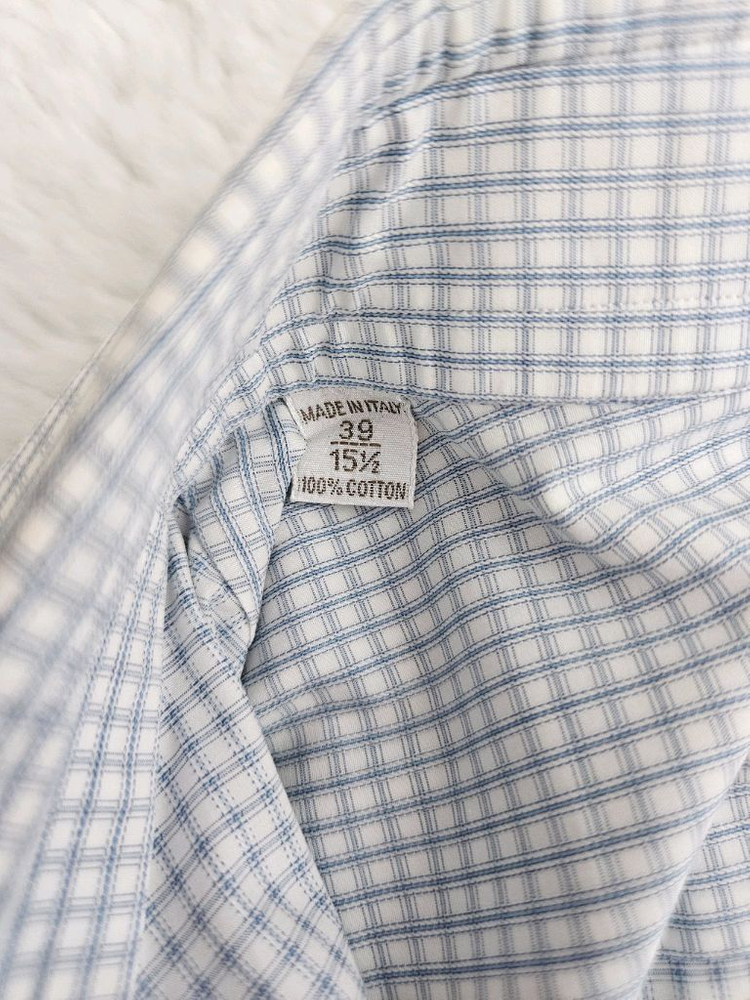 브리오니 마이크로 체크 코튼 셔츠 [ 로로피아나 에르메스 디올 톰포드 루이비통 쿠치넬리 벨루티 루이비통 ]--5