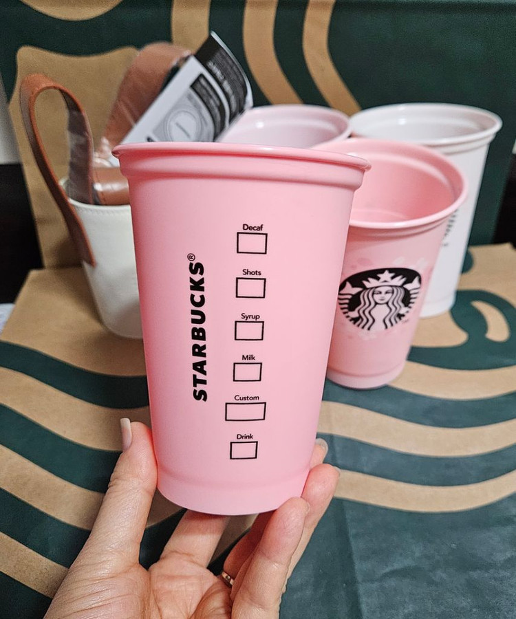 새상품]스타벅스 체리블라썸 스태킹 컵 (4P) 세트 355ml 텀블러--4