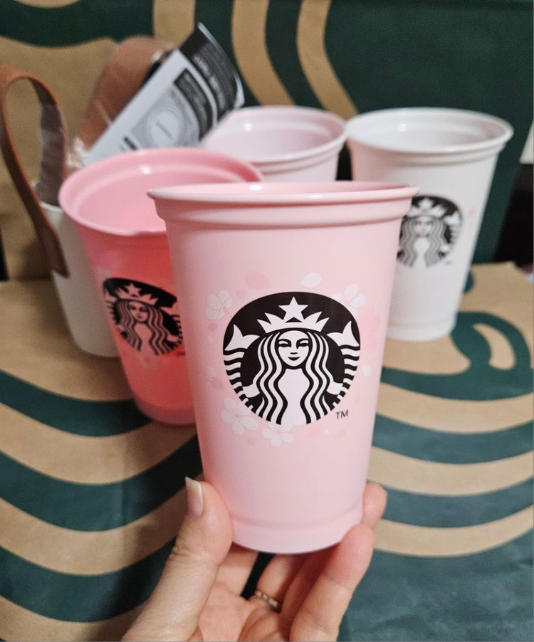 새상품]스타벅스 체리블라썸 스태킹 컵 (4P) 세트 355ml 텀블러--5