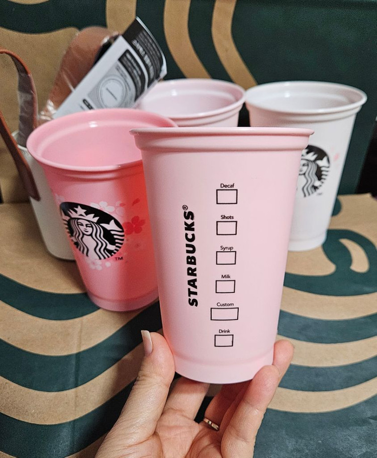 새상품]스타벅스 체리블라썸 스태킹 컵 (4P) 세트 355ml 텀블러--6