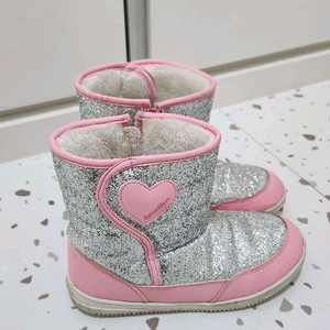 핑크 베네통 키즈 여아 글리터 털 부츠 220