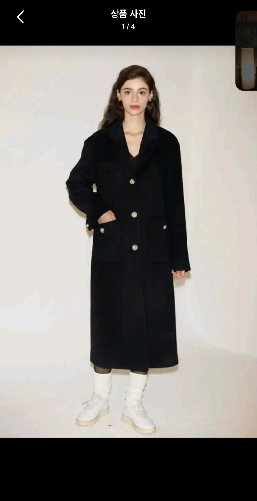 새상품) 살롱드욘 롱코트 블랙 울 100 (빈티지 엔틱룩)--0