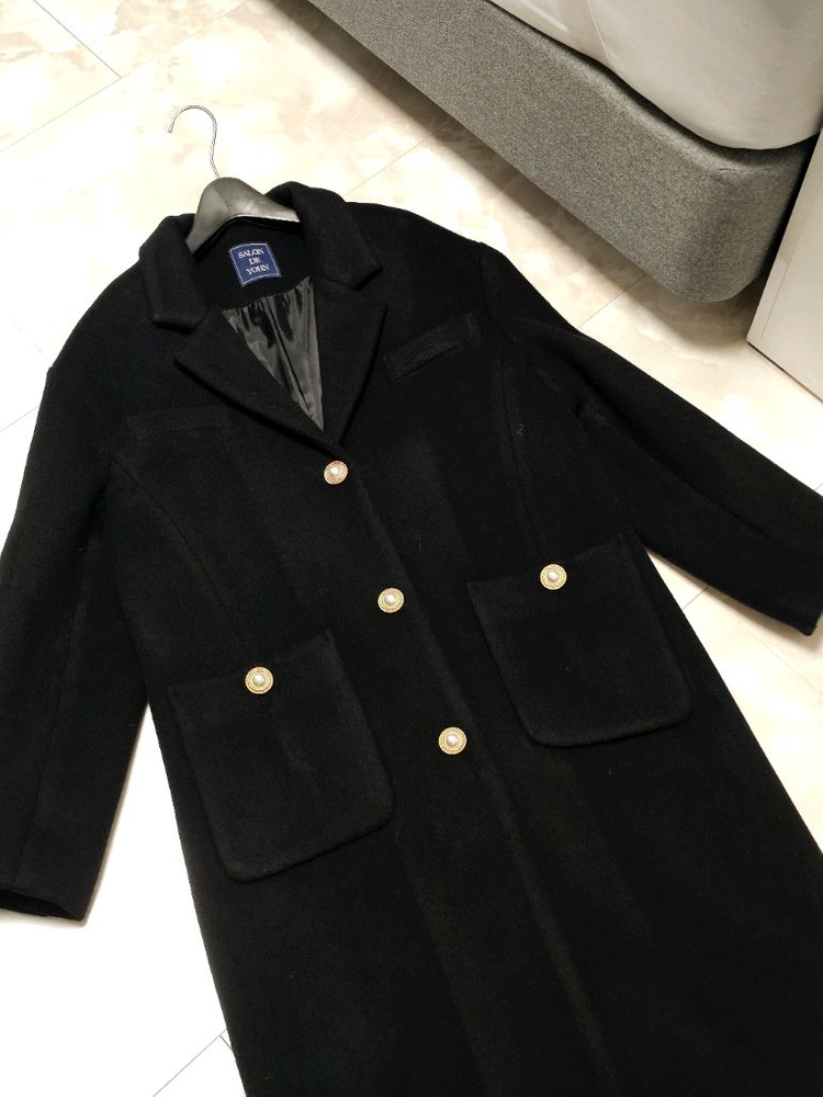 새상품) 살롱드욘 롱코트 블랙 울 100 (빈티지 엔틱룩)--1