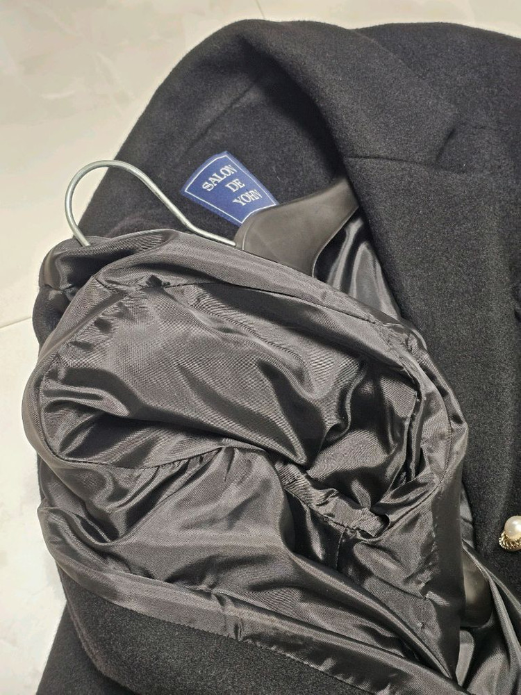 새상품) 살롱드욘 롱코트 블랙 울 100 (빈티지 엔틱룩)--4