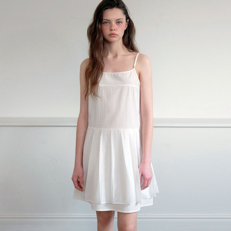 하네(HANE) 플리츠 시어서커 레이어드 원피스 55-66 새상품 이미지