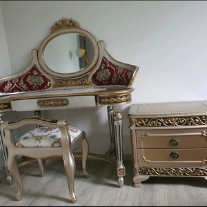 엔틱화장대+화장대의자+협탁