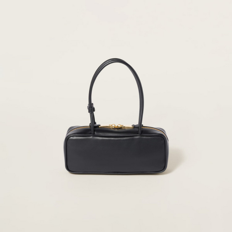 미우미우보백가죽 로고 숄더백--1