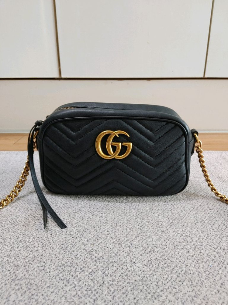 정품 구찌 GG 마몽 마몬트 마틀라세 스몰 카메라백 크로스백--1