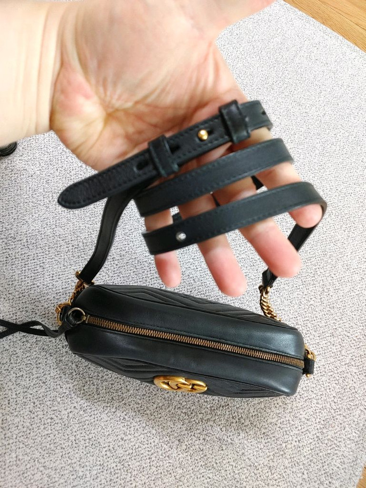 정품 구찌 GG 마몽 마몬트 마틀라세 스몰 카메라백 크로스백--6