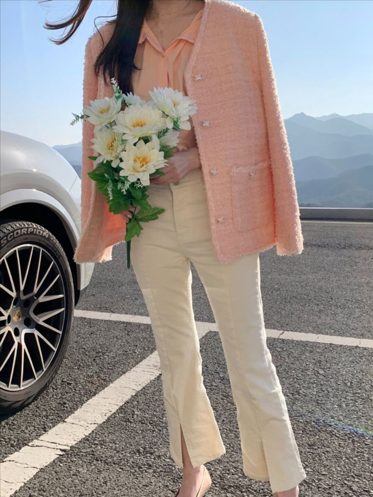 [가격내림] 바이씨니 제작 치크팝 트위드 자켓 피치 Free 새상품 팝니다.!!!--4