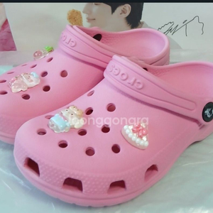 크록스c12 175 핑크 지비츠포함