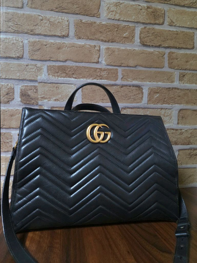 구찌 GG마몽 마틀라세 탑핸들 크로스백--1