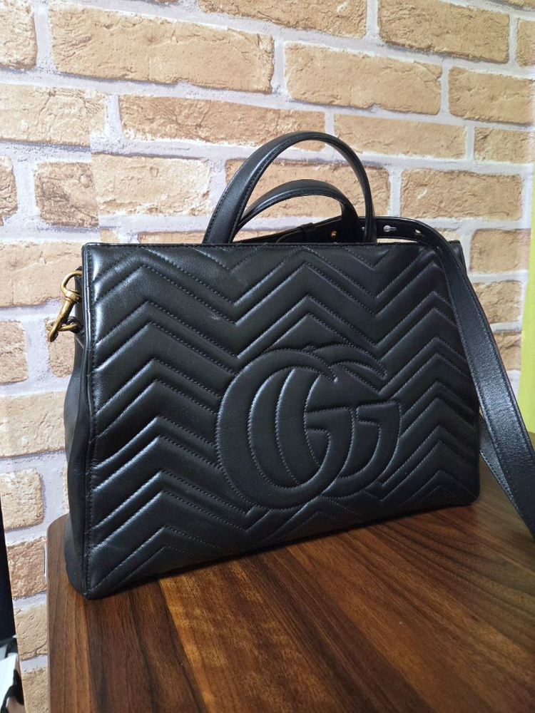 구찌 GG마몽 마틀라세 탑핸들 크로스백--3