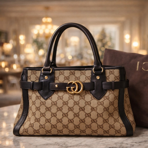 구찌 정품 캔버스 레더 금장로고 토트백 겸 숄더백 이미지