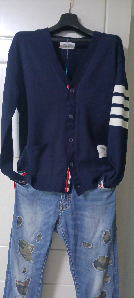 톰브라운4바 스트라이프 가디건--4