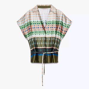 (새제품)자라 새틴 체크 블라우스&니트 캐미솔 free