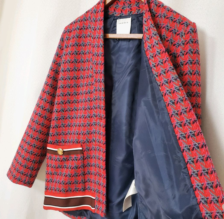 산드로 금장단추 트위드형 자켓36 새옷수준--8