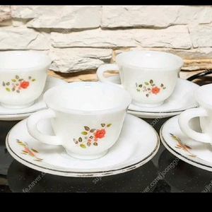 오래전 밀크글라스 커피잔 4인조 (8p) 이미지