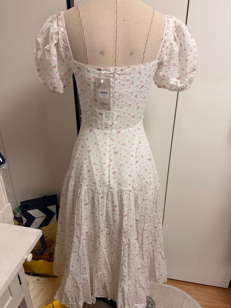 티파니스튜디오 화이트 플라워 리본 롱원피스 휴양지여름원피스--6