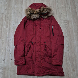 지오다노 여성 사이드포켓 뽀글이 퍼후드 야상 패딩 점퍼 L(100)