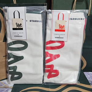 미개봉]스타벅스 커티스쿨릭 그린 레드 에코백 가방 이미지