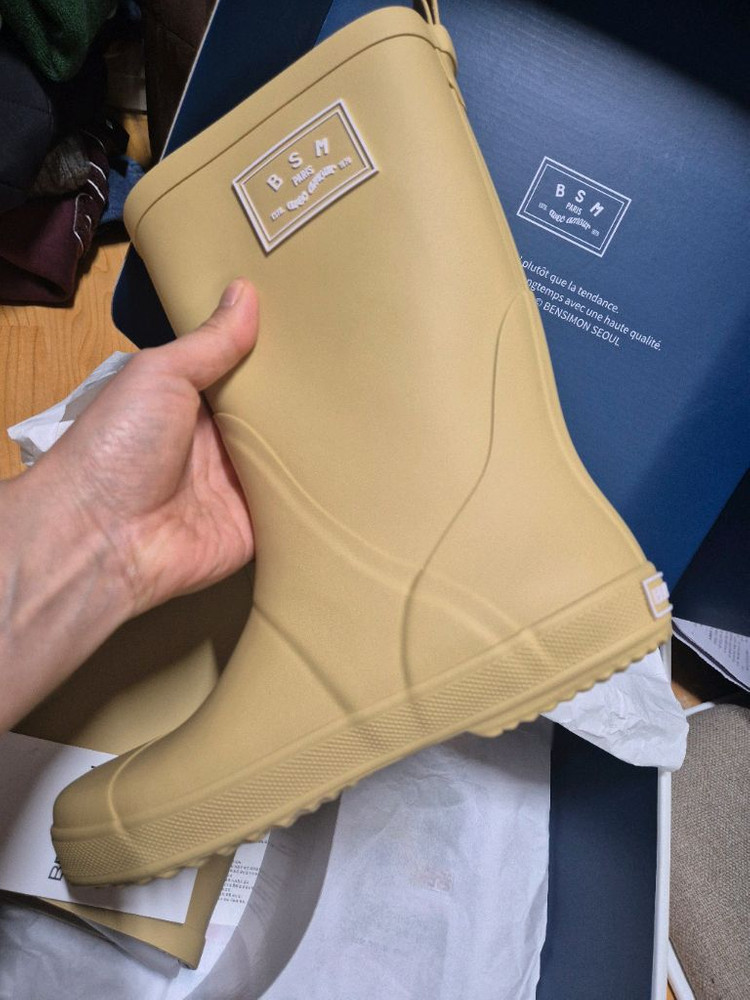 벤시몽 레인부츠(허니버터,미들,240,새상품)--1